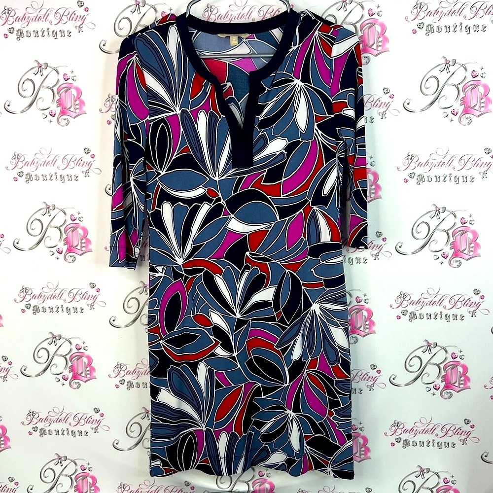 Banana Republic dress flowers color block stretchy Multicolor Floral Tunic
